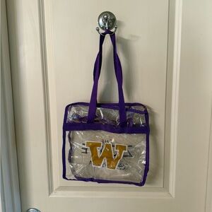 Clear Tote Bag with Purple Trim